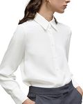 YAMANMAN Women's Button Down Shirt Classic Long Sleeve Collared Tops Work Office Chiffon Blouse