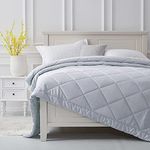 SunStyle Home Quilt Twin Gray Lightweight Comforter Reversible Bedspread for All Season Soft Cozy Quilted Blanket Down Alternative Bedding (66''x86'' Light Grey)