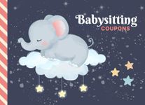 Babysitting Coupons: Sleeping Baby Elephant on Cloud Star - Zoo Animal Art Theme / 50 Vouchers / Gift Book for Grandparents - Grandma - Grandpa - New Mom Baby Shower / Cute Card Alternative