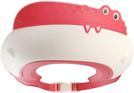 Baby Shower Cap Shield, Shower Cap for Kids, Visor Hat for Eye and Ear Protection for 0-9 Years Old Children,Cute Dinosaur/Crocodile/Hippo shape Makes the Baby Bath More Fun (Crocodile, Red)