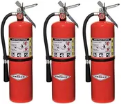 Amerex 10 Pound Stored Pressure ABC Dry Chemical 4A:80B:C Steel Multi-Purpose Fire Extinguisher with Anodized Aluminum Valve, Wall Bracket, Hose and Nozzle (3 Pack)