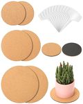 Whtawtaw 6 Pcs Cork Plant Mats Plant Coasters, 3 Sizes 4/6/ 8 inch Round Plate Pad Cork Mat with 12 Pcs Tags for Indoor and Garden Potted Plants, DIY Craft Projects (Nude & Black)