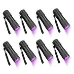 CFIKTE UV LED Flashlight Black Light UV Lights 9 LED Ultraviolet Blacklight Flashlights Pets Urine and Stains Detector on Clothes Carpet Rugs (8 Pack)