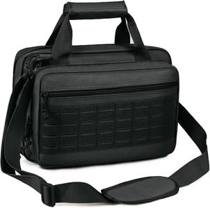 DAREKUKU Double Pistol Bag for Handguns and Ammo, Small Tactical Shooting Range Bag, Soft Pistol Case with Lockable Zipper, Crossbody Strap, Two-Way Carrying, Magazine Slots for 2 Guns + 6 Mags