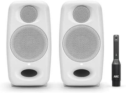 IK Multimedia Premium Version iLoud Micro Monitor Pro White (Pair) 50 Watt Portable & Powerful Reference Studio Monitor, Class D High-Efficiency Amplifier, Custom-Made Drivers for Music Mixing