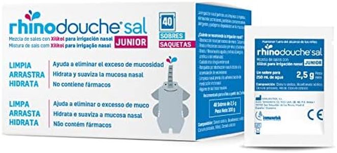 RHINODOUCHE Sal Junior. 40 sobres de 2,5g que contienen una mezcla de sales con xilitol para llevar a cabo irrigación nasal con el dispositivo RHINODOUCHE Junior.(Dispositivo no incluido)