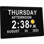 MASSII 11.5 Inch Large Digital Clock with Auto DST and Sun Moon Icons, 20 Custom Reminders and Calendar Clock, Day Date Clock for Seniors Dementia Alzheimers' Clock with Remote Control