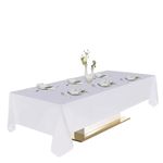 Urby Polyester Rectangular Table Cloth for 4-6 Foot Table That Seats 4-6 Person. Nappe de Table rectangulaire. Ideal for Banquet, Wedding and Events (White, 60'' x 84'').