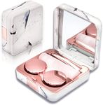 Vastsoon Contact Lens Case, Portable Cute Eye Contacts Colored Lenses Applicator Remover Tool Kit with Mirror Solution Bottle for Travel Daily Outdoor (Square, Rose Gold)