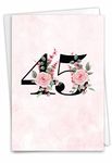 NobleWorks - 45th Milestone Anniversary Greeting Card with 5 x 7 Inch Envelope (1 Card) Floral Couple 45 C10477MAG