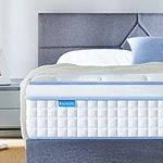 Queen Mattress, IYEE NATURE 10 Inch Memory Foam Springs Queen Size Mattress Foam Layer Mattress in a Box with Breathable and Pressure Relief, Medium to Firm Queen Mattress,Bule