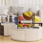 GAOMON Fruit Basket For Kitchen Counter, 2 Tier Fruit Bowl With 4 Banana Hanger, Double Layer Metal Wire Fruit Bowl Produce, Vegetables, Kitchen