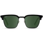 WearMe Pro Modern Semi-Rimless Rectangular Polarized Trendy Sunglasses, Glossy Black / Smoke Green Lens, One Size