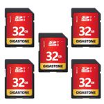 GIGASTONE 32GB SD Card 5-Pack UHS-I U1 Class 10 SDHC Memory Card High-Speed Full HD Video Compatible with Canon Digital Camera, SPYPOINT TACTACAM WOSPORTS Trail Camera, with 5 Mini Cases