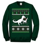 Star and Stripes Christmas Dinosaur killing REINDEER sweatshirt - Adults Jumpers- BOTTLE XX LARGE