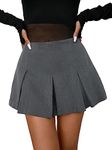 Floerns Women's Casual Pleated Hem Mini Skirt School Uniform Short Skirts, Grey, Medium