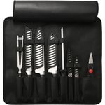 KATISUN Chef Knife Set with Bag, 9 Pieces German Stainless Steel Chef Knives with Portable Knife Roll Storage Bag, Blade Guards, Carving Fork, and Kitchen Shears for Outdoor Camping Travel