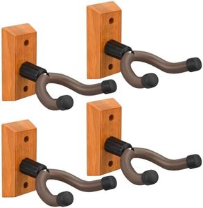 DkOvn Guitar Wall Hanger, 4 Pack Guitar Wall Mount, V-Shaped Hardwood Guitar Wall Hanger Mount with Screws, for Acoustic Guitar, Electric Guitar, Banjo (4 Pack, Brown)