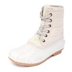 Sugar Women's Glitter Duck Boots | Stylish Lace-Up, Cozy Traction Sole | Perfect for Cold, Rainy, or Snowy Days | Trendy Booties - Skipper, Winter White Nylon, 9