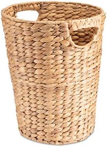 Decorasian Corbeille à papier tressée en jacinthe d'eau - Poubelle avec anse - Diamètre supérieur : 25 cm - Diamètre inférieur : 19 cm - Hauteur : 32 cm