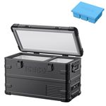 ICECO APL35 Dual Zone Portable Fridge/Freezer, 12 Volt Car Refrigerator, 37 Quart Light Duty Aluminum 12V Portable Fridge Freezer, -4℉~68℉, 12/24V DC, 100-240V AC Electric Cooler for Outdoor, Camping