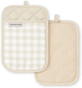 KitchenAid KA Gingham PH Pot Holder Set, 7"x10", Milkshake