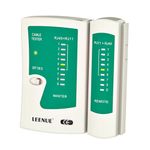 LEENUE Network Cable Tester POE, Ethernet Cable Tester for Cat7 Cat6 Cat5 RJ45 Network Cables and RJ11 Telephone Cable, Lan Tester, Green