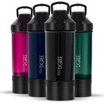 720°DGREE Premium Protein Fitness Shaker With Powder Compartment - Leak-Proof, Bpa-Free, Mixing Cup For Creamy Protein Shakes, Gym, Workout, Nutrition | 550ml, Onyx Black