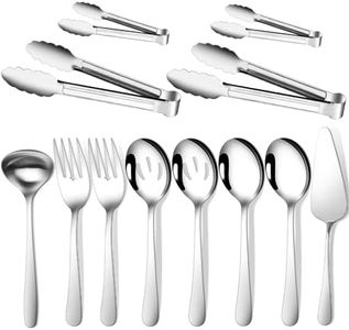 Gisly 12 Pieces Serving Utensils Include Large Serving Spoons,Slotted Serving Spoons,Serving Forks,Serving Tongs,Appetizers Tongs,Soup Ladle and Pie Cake Server for Buffet Catering,Dishwasher Safe