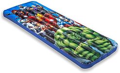 Living iQ Inflatable Jr Twin Portable Small Travel Size Kids Toddler Sleeping Blow Up Air Bed Mattress, Superheroes