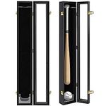 Baseball Bat Display Case Wall Mounted Vertical or Horizontal Wooden Frame w/98% UV Protection-Lock with Acrylic Single bat Transparent Door Holder Rack Cabinet Shadow Box-Single bat Black…
