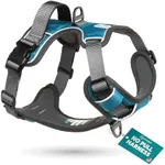 Embark Adventure Dog Harness, No Pull Dog Harness with 2 Leash Clips, Dog Harness for Large Dogs No Pull. Front & Back with Control Handle, Adjustable Blue Dog Vest, Soft & Padded for Comfort