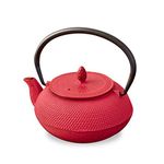 [ Roji Associates ] Cast Iron Teapot, Nanbu Tekki Teapot, ( ARARE - Round Type ), Made in Japan, with Tea Strainer, Inner Enamel Finish, Teapot, Color pot, Open fire Ban (20.29 fl oz / Red)