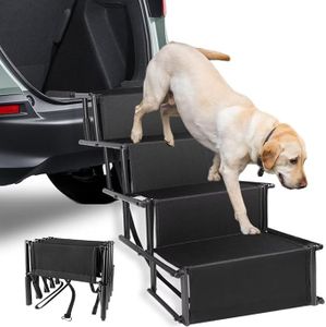 Dog Car Ramp Large Dogs Portable Aluminum Foldable Pet Ladder Ramp with Non-Slip Surface Extra Wide Dog Car Steps, Dog Car Stairs for Large Dogs Up to 150 lbs