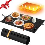 Electric Warming Tray with Adjustable Temperature-Portable Warming Mat for Food,Roll Up Silicone Food Warmer for Parties with 3 Temperature Settings,Versatile Food Warmers for Parties Buffet (Black)