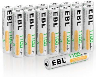 EBL 16PCS Piles AAA Rechargeables, Piles Rechargeables AAA HR03 1,2V 1100mAh Ni-MH, Haute Capacité et Large Compatibilité