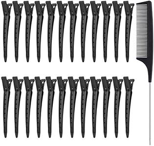 MELLIEX 24pcs Pince Cheveux 3,5 pouces Pinces à Bec de Canard Clips de Coiffure en Métal avec Peigne de Style