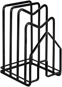 Chopping Board Holder, Kitchen Pot Lid Organiser, Metal Pots and Pans Organiser for Cupboard, Plate and Lid Storage Rack for Kitchen Countertops - Sturdy & Space Saving, Black