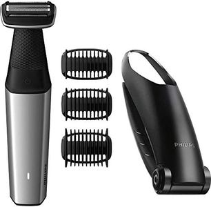 Philips BG5020/15 Bodygroom Series 5000 with Back Hair Removal Attachment and 3 Comb Attachments for Trimming, Black/Silver