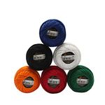 UMC STAG 6 Balls 6 Essential Colours Premium Pearl Cotton Embroidery Thread Size 8 | 100% Egyptian Cotton Crochet Yarn | Cross Stitch Embroidery Yarn | Oeko TEX Certified | 10g/Ball (Mix Essential)