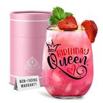 CROWNLY CRYSTAL® Birthday Gifts for Women Wine Glass Birthday Gifts for Girls Birthday Gifts for Mum Gin Gifts for Women Birthday Decoration for Women Queen Birthday Decorations Best Birthday Gifts