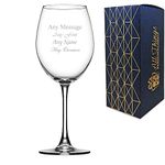 Personalised Engraved 21.5oz Large Enoteca Wine Glass, Personalise with Any Message for Any Occasion, Stylize from a Variety of Fonts, Gift Box Included