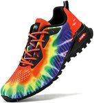 ikunka Men's Fashion Sneakers Lightweight Breathable Walking Shoes Tennis Cross Training Shoe Non Slip Trail Running Shoes, Rainbow, 9.5