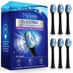 MySmile Electric Toothbrush Replacement Heads, 6 Packs (Black)