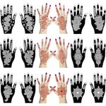 12 Sheets Tattoo Stencils Set for Hands,Self Adhesive Temporary Indian Arabian Glitter Airbrush Tattoo Templates Stickers for Paint DIY