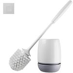 Toilet Brush, Toilet Bowl Brush and Holder Set for Bathroom, Toilet Cleaning Scrubber Brush for Bathroom for Deep Cleaning with Stiff Plastic Bristle, Ventilated Holder, Wall Mount Hook (Grey)