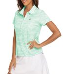 MoFiz Women's Polo Shirt Short Sleeve Golf Tennis Top UPF 50+ Quick Dry Sports Fitness Running Polo T-Shirt Camo Green Size L