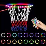 Led Basketball Hoop Lights,Remote Control Basketball Rim LED Light,Super Led Light with 8 Models,Waterproof,Super Bright to Play at Night Outdoors,Good Gift for Kids Training and Playing at Night