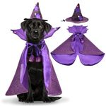 Vehomy Halloween Dog Costume Dog Witch Cape Dog Halloween Witch Hat Pet Cat Wizard Cloak Vampire Devil Costume Dog Halloween Cloak Clothes Outfit Apparel for Small Medium Dogs 2Pcs