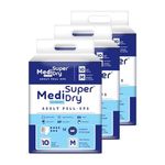 MediSuperDry Adult Diaper Pants, Unisex -Medium (M) Size, Adult Pull-Ups, High Absorbency, Leak Proof, Overnight Protection, Elastic Waist Size (71-110 Cm | 28-44 Inches), 30 Pieces, Pack Of 3